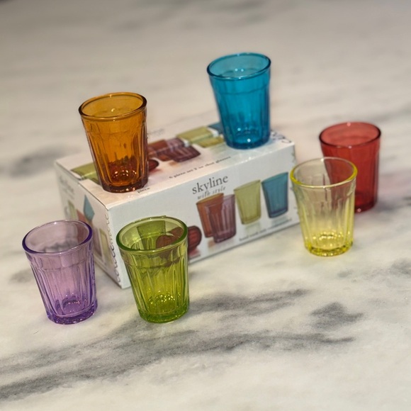 NEW Circleware Skyline with Style Set of 6 Glass Shot Glasses Multi Color - Picture 1 of 4